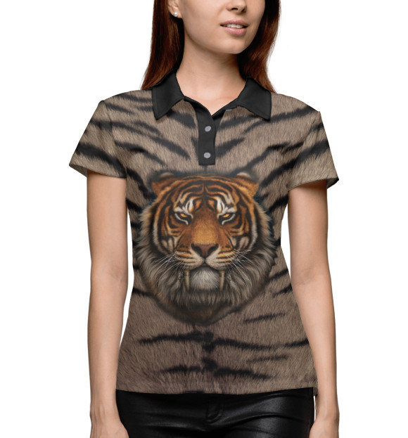 Женское поло с изображением Саблезуб цвета Белый