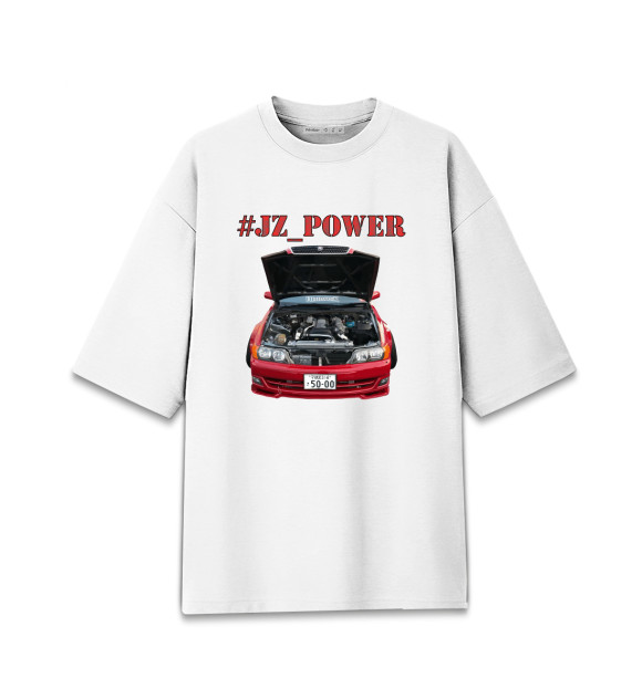 Женская футболка оверсайз с изображением JZ_POWER Ver.1 цвета Белый