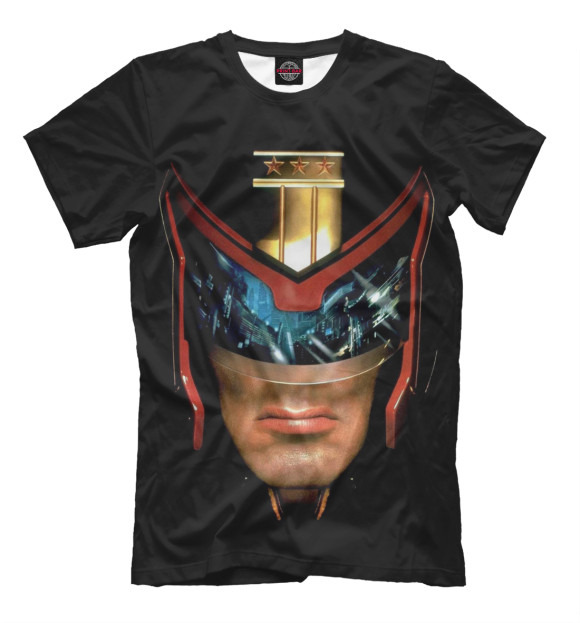 Мужская футболка с изображением Судья Дредд цвета Черный