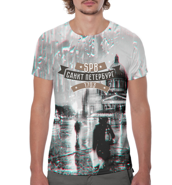 Мужская футболка с изображением Санкт-Петербург цвета Белый