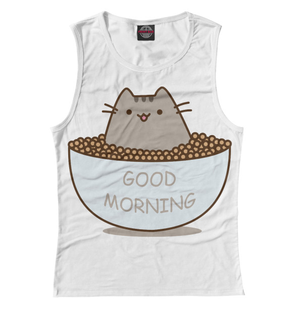Женская майка с изображением good morning цвета Белый