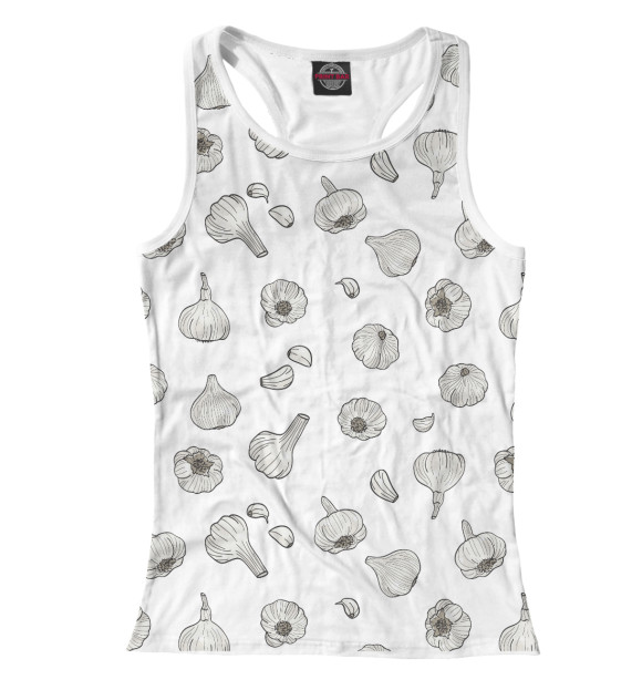 Женская майка-борцовка с изображением Чеснок цвета Белый