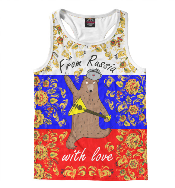 Мужская майка-борцовка с изображением From Russia цвета Белый