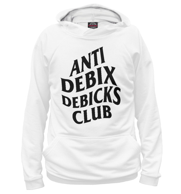 Мужское худи с изображением Anti debix debicks club цвета Белый