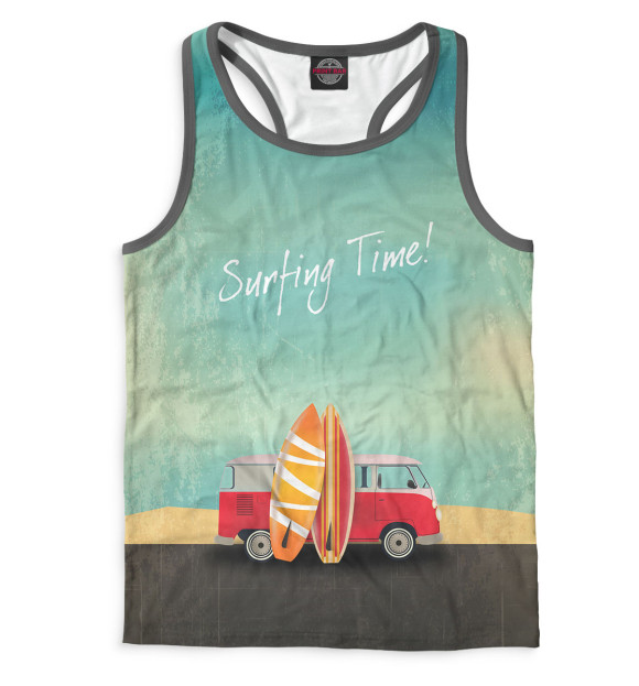 Мужская майка-борцовка с изображением Surfing Time! цвета Белый