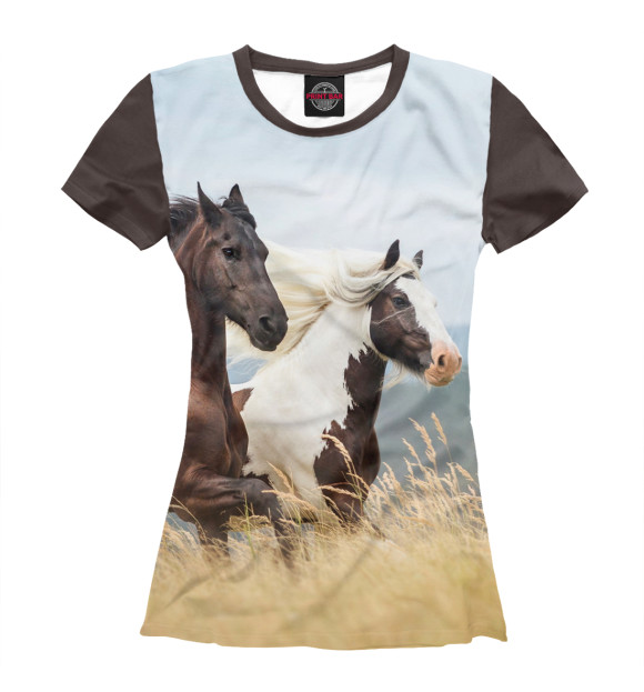 Женская футболка с изображением Лошади цвета Белый