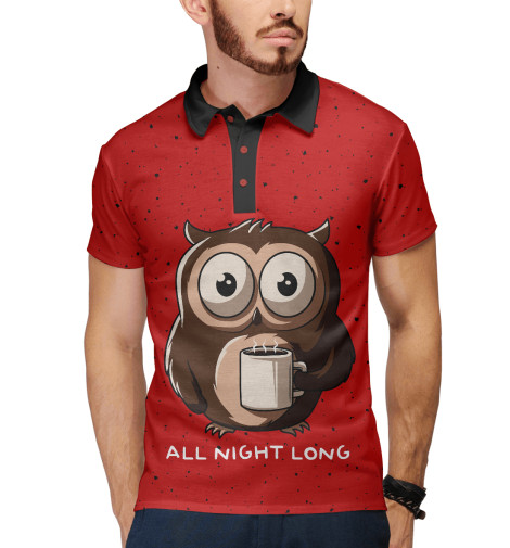 

Поло Print Bar, Белый, Ночная сова