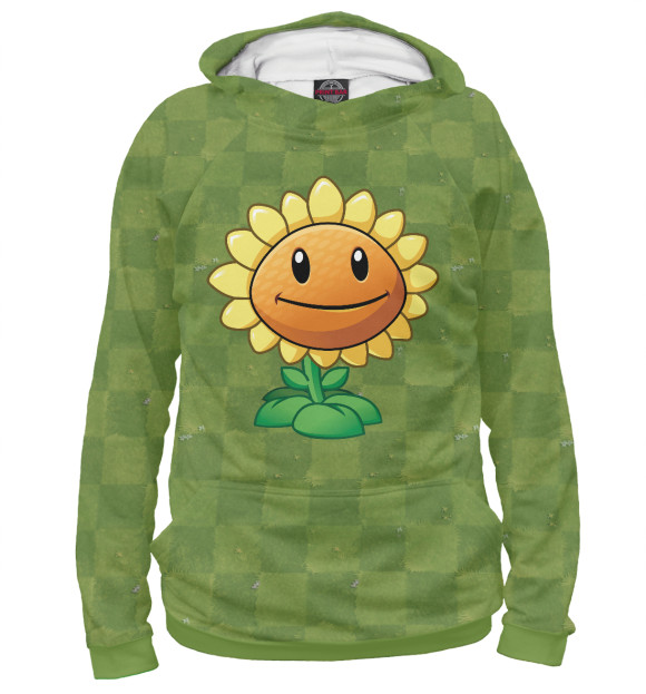 Женское худи с изображением Plants vs Zombies Подсолнух цвета Белый