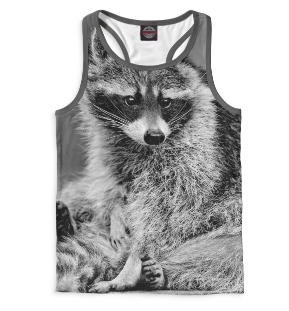 Мужская майка-борцовка с изображением Енот цвета Белый