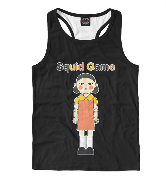 Мужская майка-борцовка с изображением Squid Game цвета Белый