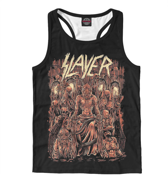 Мужская майка-борцовка с изображением Slayer цвета Белый