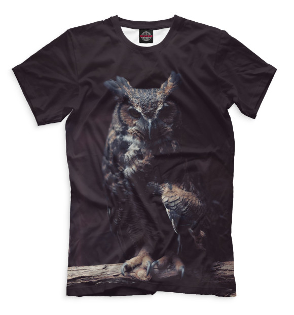 Футболка для мальчиков с изображением Сова цвета Черный