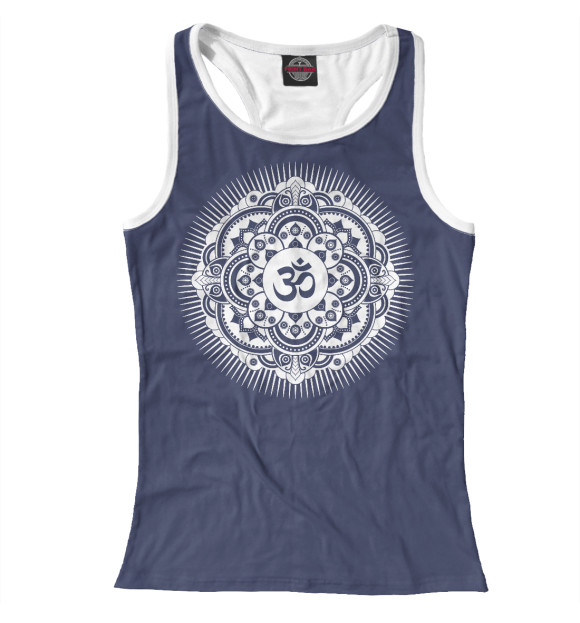Женская майка-борцовка с притом Мандала Ом цвета Белый Женская майка-борцовка с изображением Мандала Ом цвета Белый