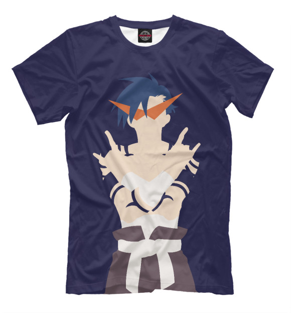 Мужская футболка с изображением Kamina is always here цвета Белый