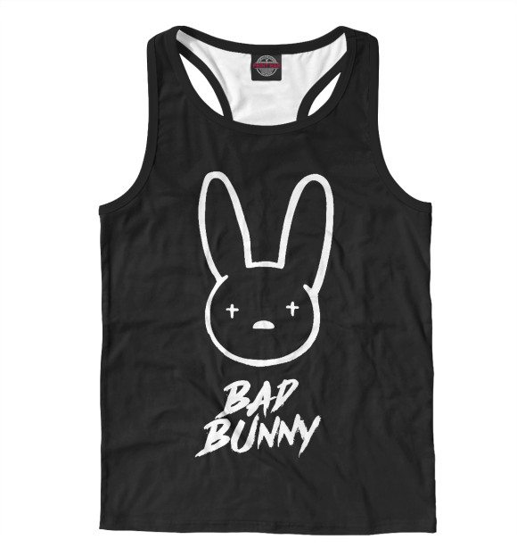 Мужская майка-борцовка с изображением Bad Bunny цвета Белый