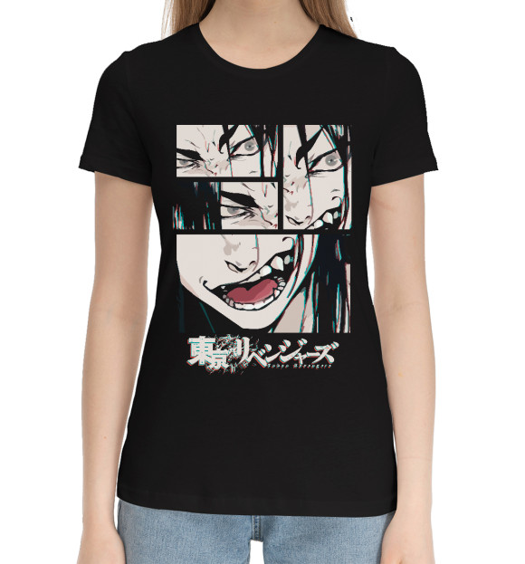 Женская хлопковая футболка с изображением Токийские мстители цвета Черный