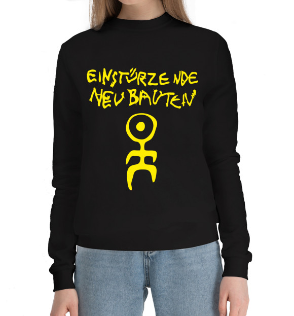 Женский хлопковый свитшот с изображением Einsturzende Neubauten цвета Черный