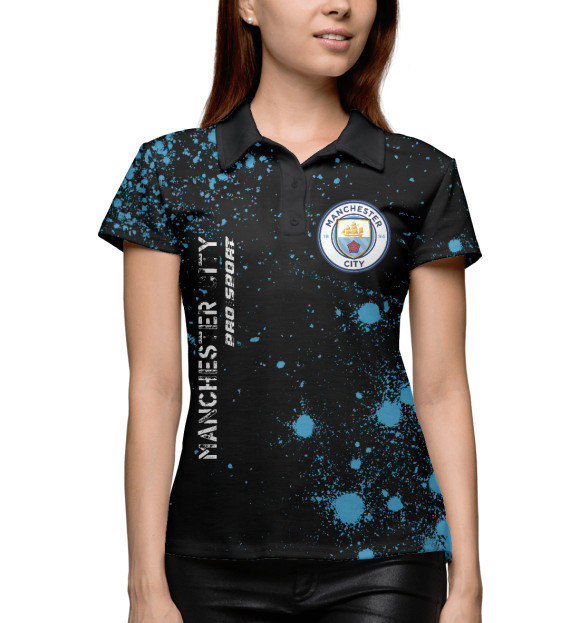 Женское поло с изображением Манчестер Сити | Manchester City цвета Белый