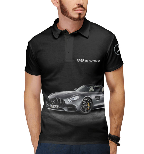 Мужское поло с изображением V8 Biturbo цвета Белый