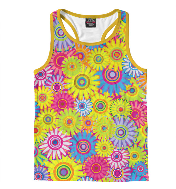 Мужская майка-борцовка с изображением Цветочный Бум цвета Белый