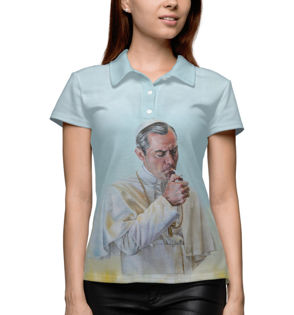 Женское поло с изображением The Young Pope цвета Белый