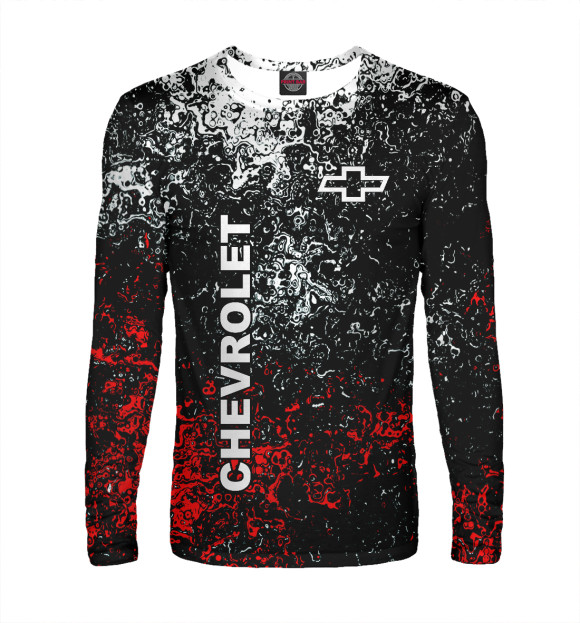 Мужской лонгслив с притом CHEVROLET цвета Белый Мужской лонгслив с изображением CHEVROLET цвета Белый