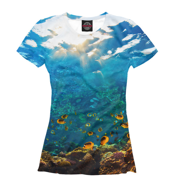 Женская футболка с изображением Коралловый риф цвета Белый