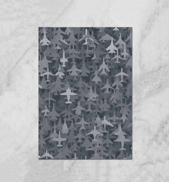 Плакат с изображением Камуфляж с реактивными самолетами цвета Белый