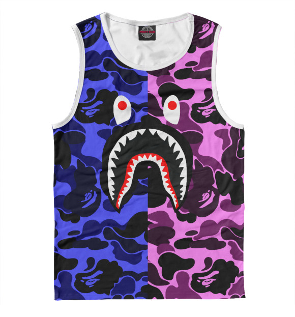 Мужская майка с изображением bape shark цвета Белый