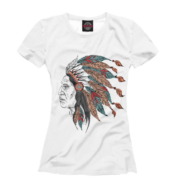 Женская футболка с изображением Wise Indian цвета Белый