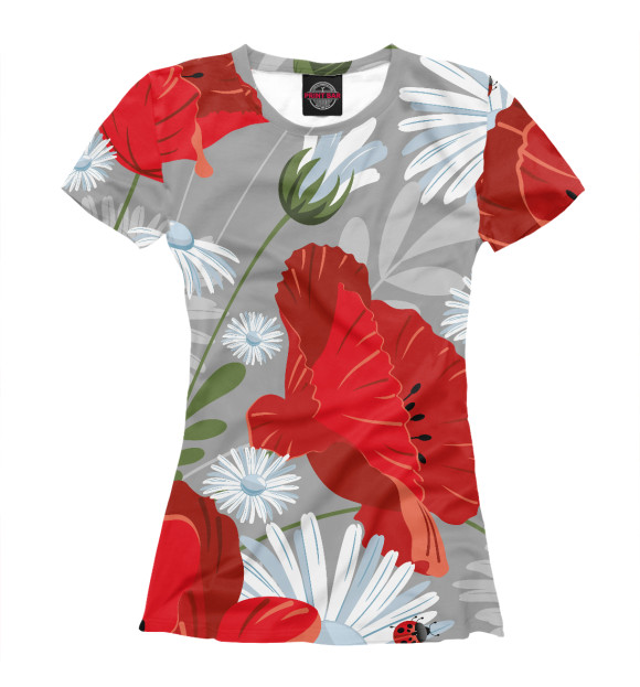 Женская футболка с изображением Мак цвета Белый