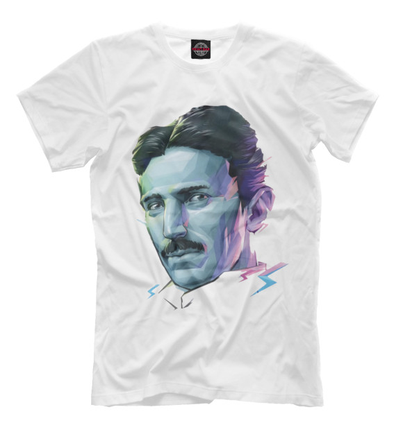 Мужская футболка с изображением Никола Тесла цвета Молочно-белый