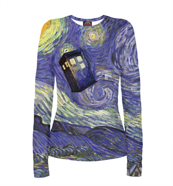 Женский лонгслив с изображением Van Gogh цвета Белый