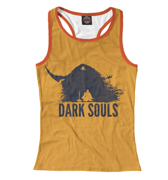 Женская майка-борцовка с притом Dark Souls цвета Белый Женская майка-борцовка с изображением Dark Souls цвета Белый
