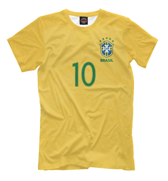 Футболка для мальчиков с изображением Неймар Форма Сборной Бразилии цвета Хаки