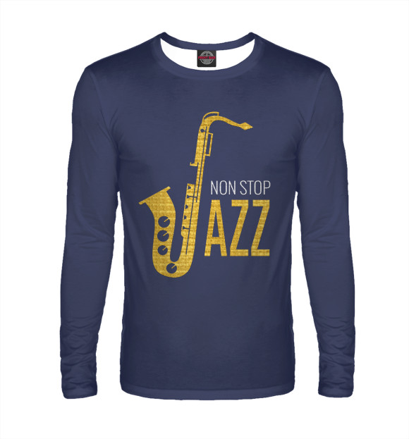 Мужской лонгслив с изображением Non stop Jazz цвета Белый