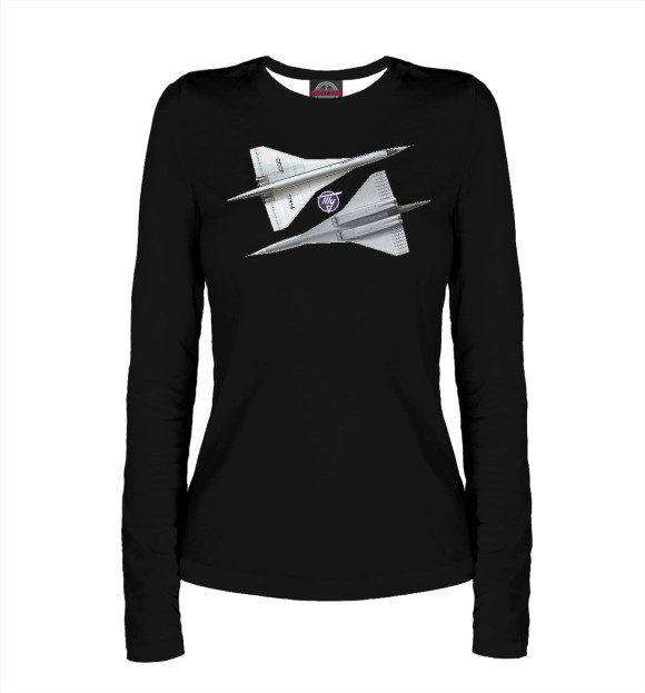 Женский лонгслив с изображением Самолет ТУ-144 цвета Белый