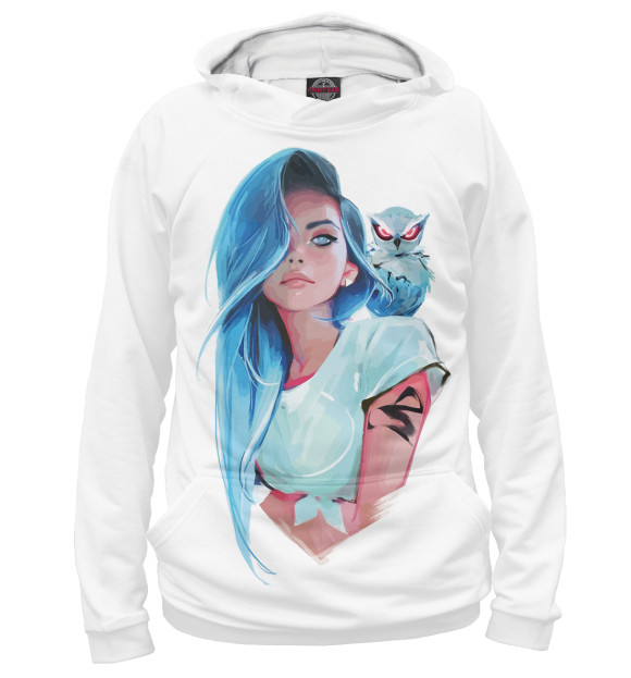 Женское худи с изображением Ice owl цвета Белый