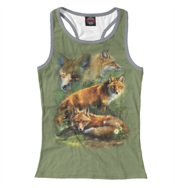 Женская майка-борцовка с изображением Лиса цвета Белый