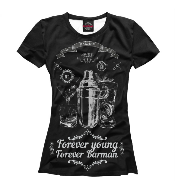 Футболка для девочек с изображением Forever young, forever Barman цвета Белый