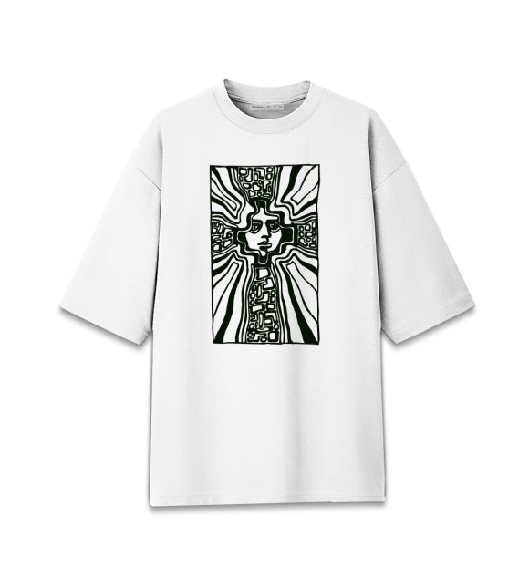 Мужская футболка оверсайз с изображением ЭТНО ФРЕСКА цвета Белый