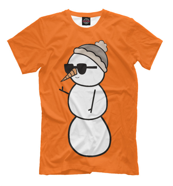 Мужская футболка с изображением Крутой снеговик цвета Оранжевый