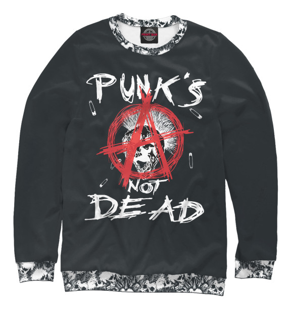 Мужской свитшот с изображением Punk's Not Dead цвета Белый