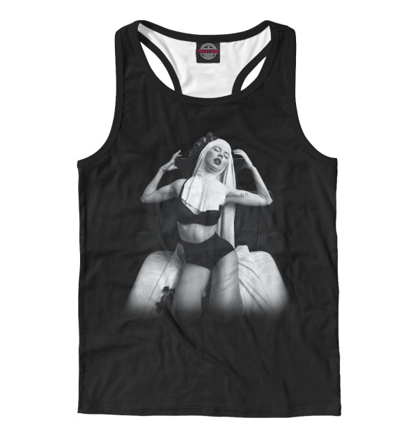 Мужская майка-борцовка с изображением Монашка в постели цвета Белый