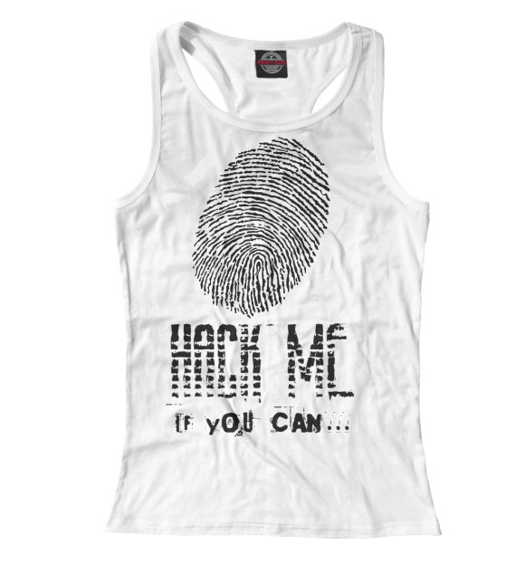 Женская майка-борцовка с изображением Hack me цвета Белый