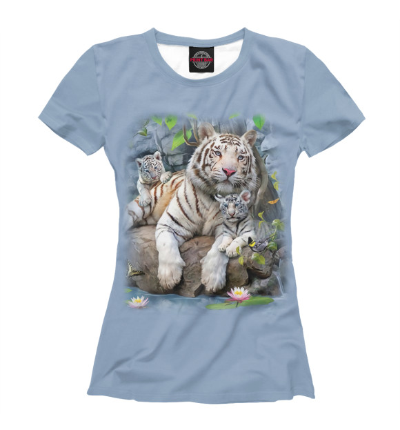 Женская футболка с изображением Тигры цвета Белый