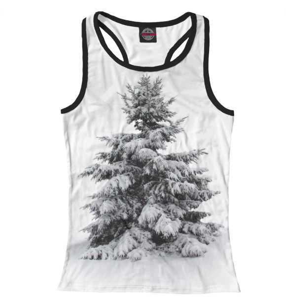 Женская майка-борцовка с изображением Елка цвета Белый