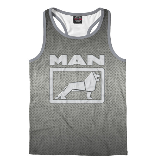 Мужская майка-борцовка с изображением MAN (рифленая сталь) цвета Белый