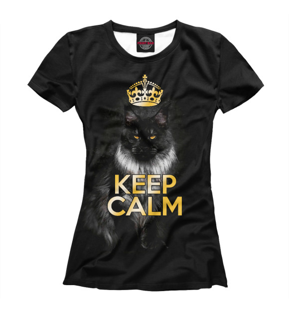 Футболка для девочек с изображением Keep calm цвета Белый