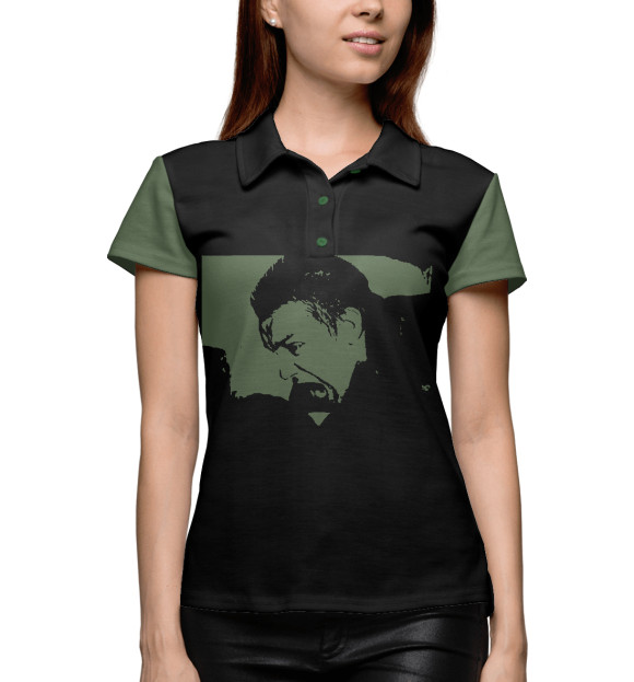 Женское поло с изображением Зеленый слоник цвета Белый